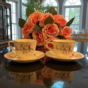 HOMER LAUGHLIN Dogwood Liberty Shape Saucer with Gold Trim